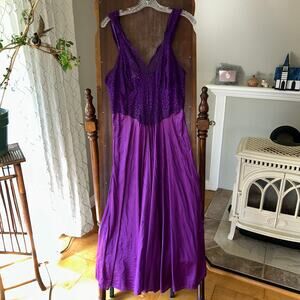 Vintage intimate attitudes purple lace long sleeveless nightgown size 1x